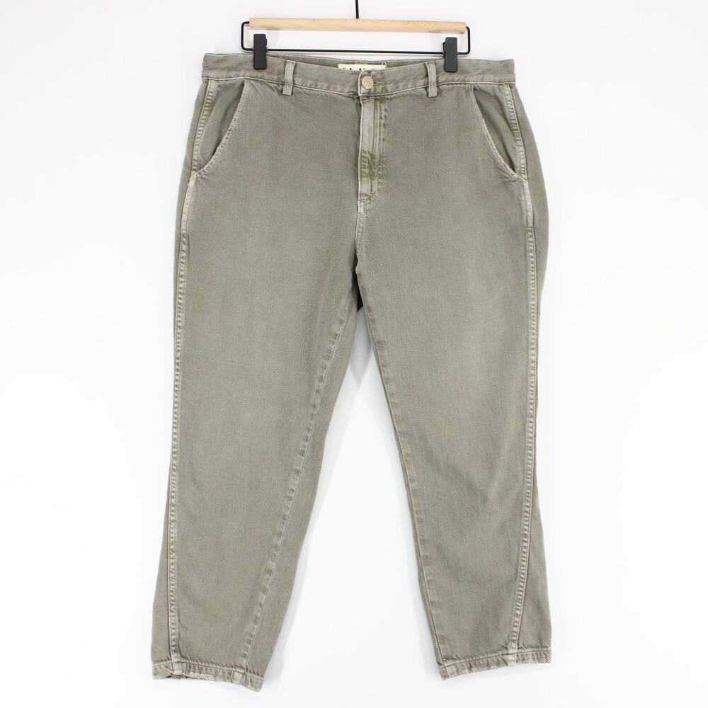 AMO Slouch Trouser Pants Womens 32 Gray Green High Rise Ankle Crop Made in USA
